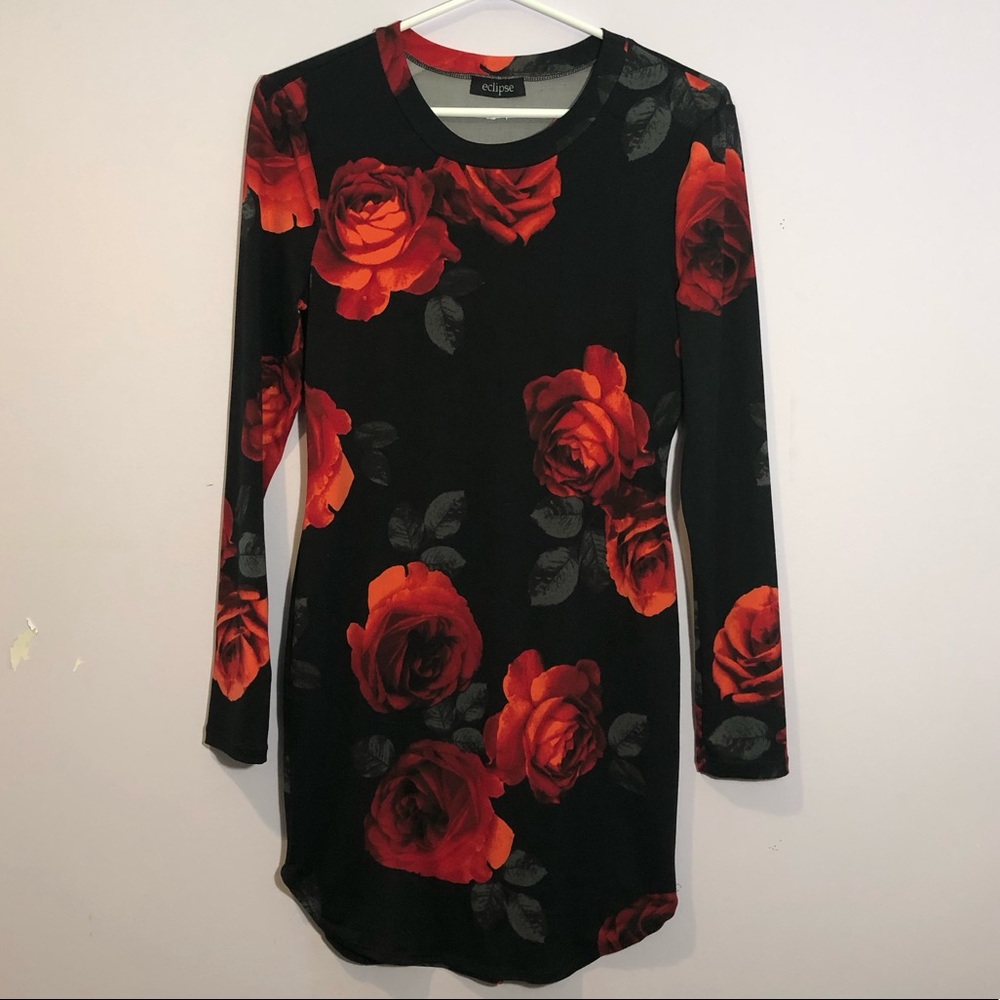 2 for 20‼️ Eclipse rose print body-con dress